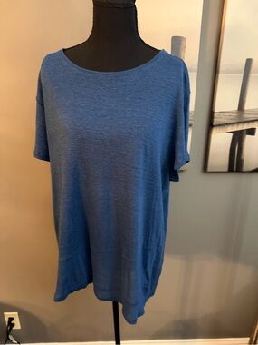J. Jill Linen Blend Scoop Neck Top - deep blue